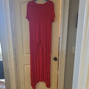 Annabelle Red Short-Sleeve Draped Maxi Top